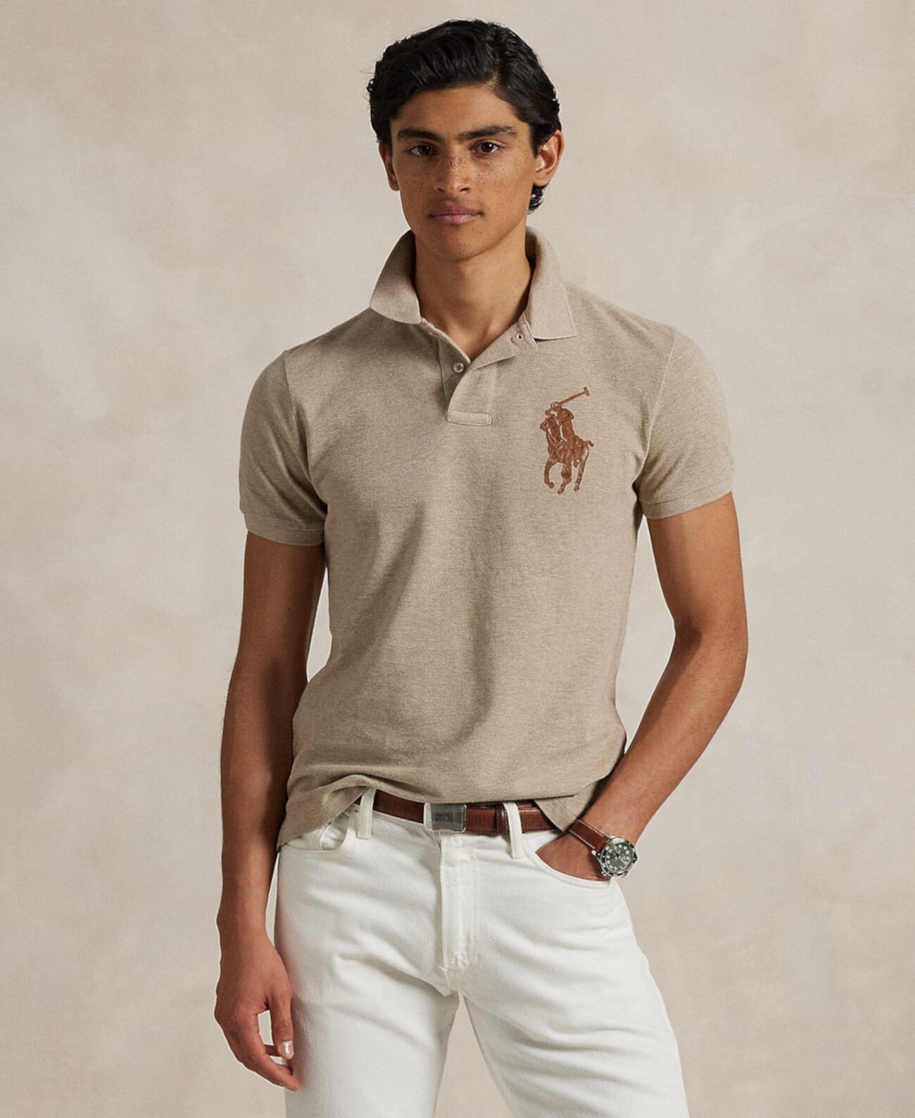 Мужская футболка-поло Custom Slim Fit с кожаным логотипом Pony от Polo Ralph Lauren Polo Ralph Lauren