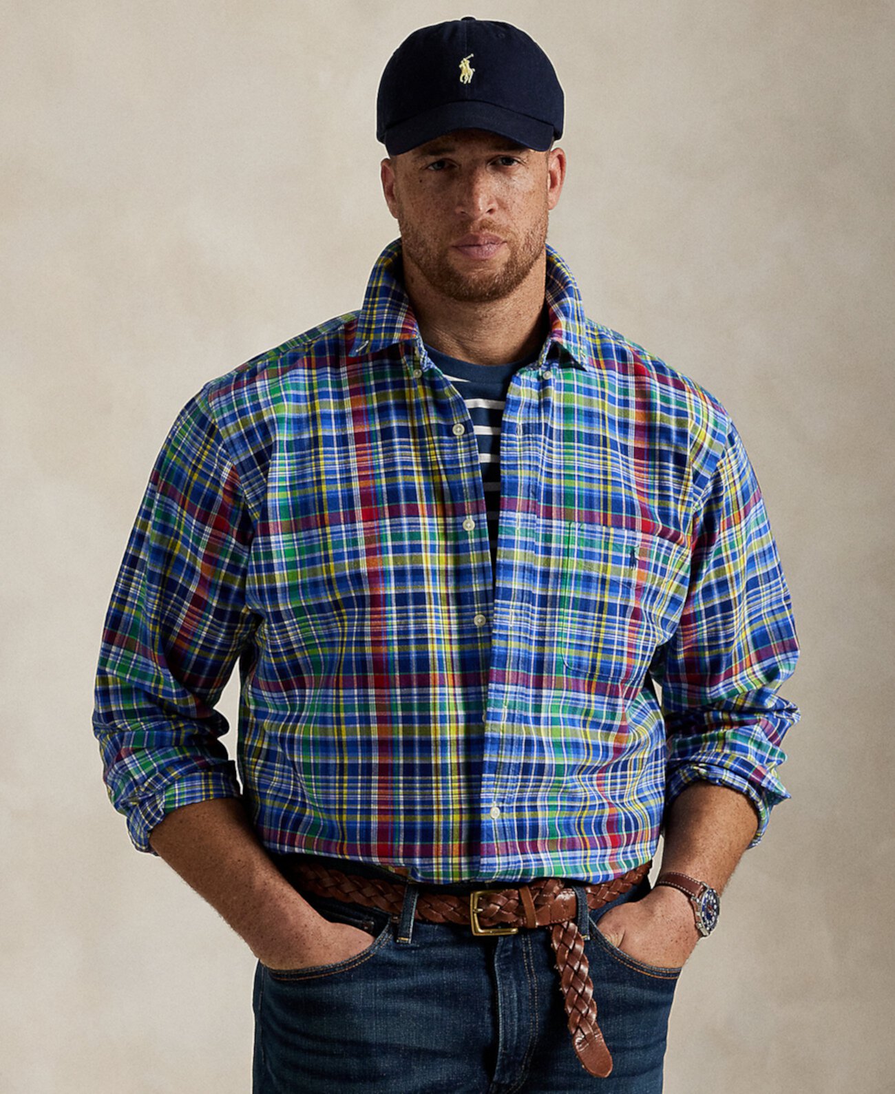 Men's Big & Tall Plaid Oxford Shirt Polo Ralph Lauren