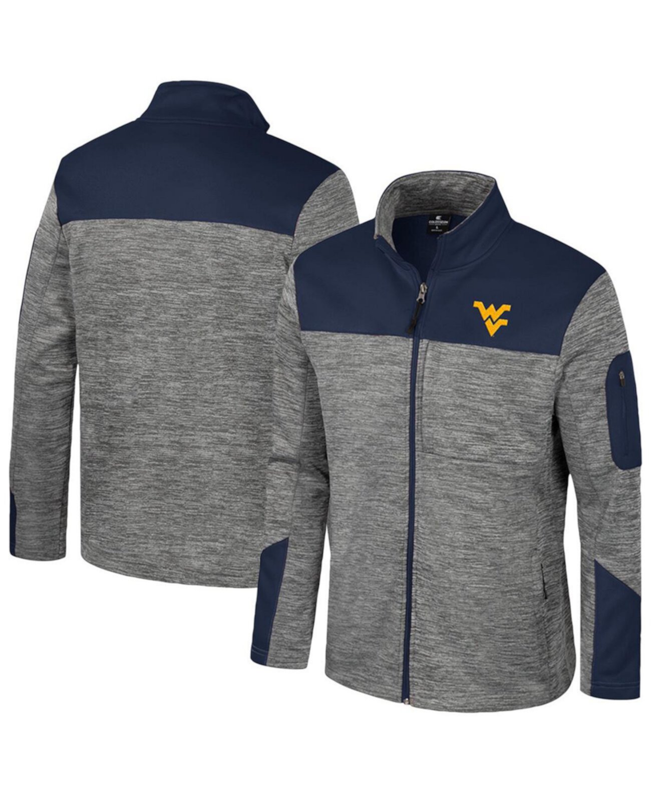 Men's Gray/Navy West Virginia Mountaineers Guard Full-Zip Jacket Colosseum