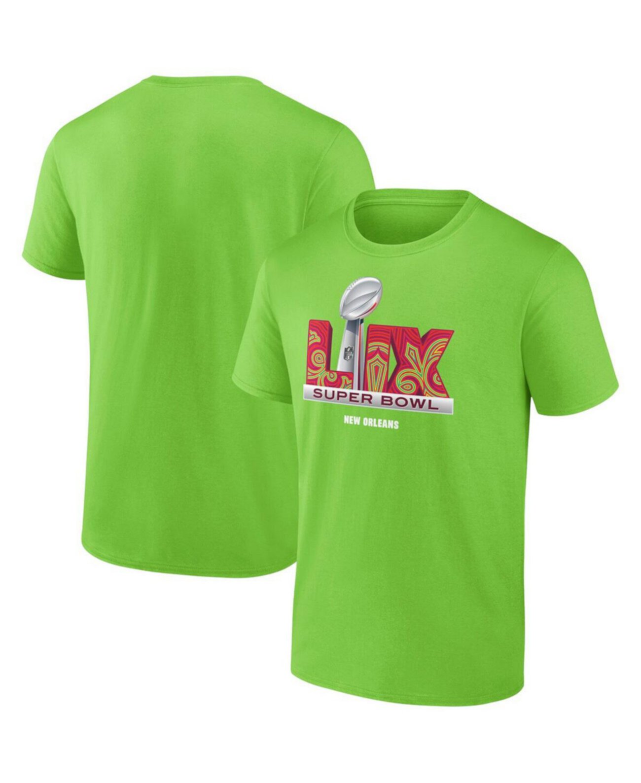 Men's Green Super Bowl LIX Trophy Dimension T-Shirt Fanatics