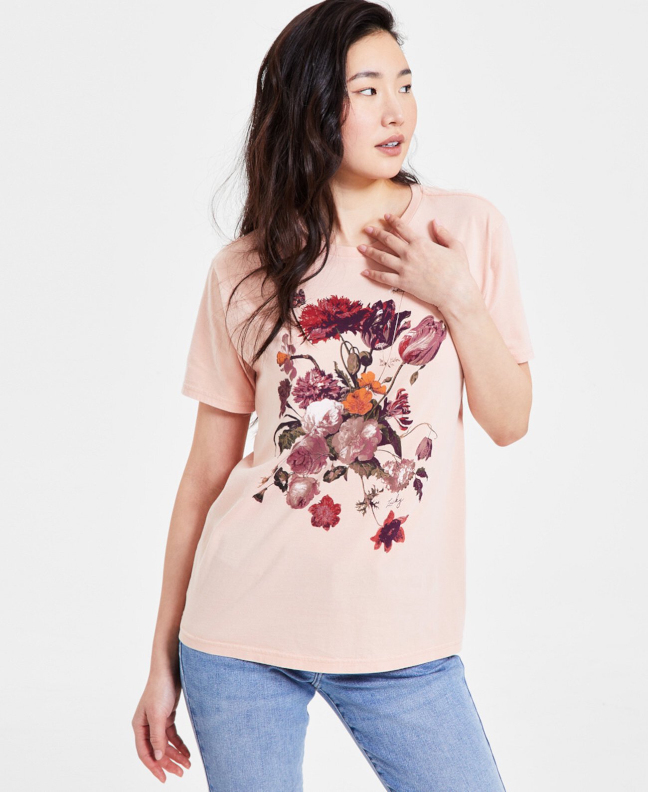 Женская футболка с круглым вырезом Heritage Bouquet Boyfriend от Lucky Brand, 100% хлопок Lucky Brand