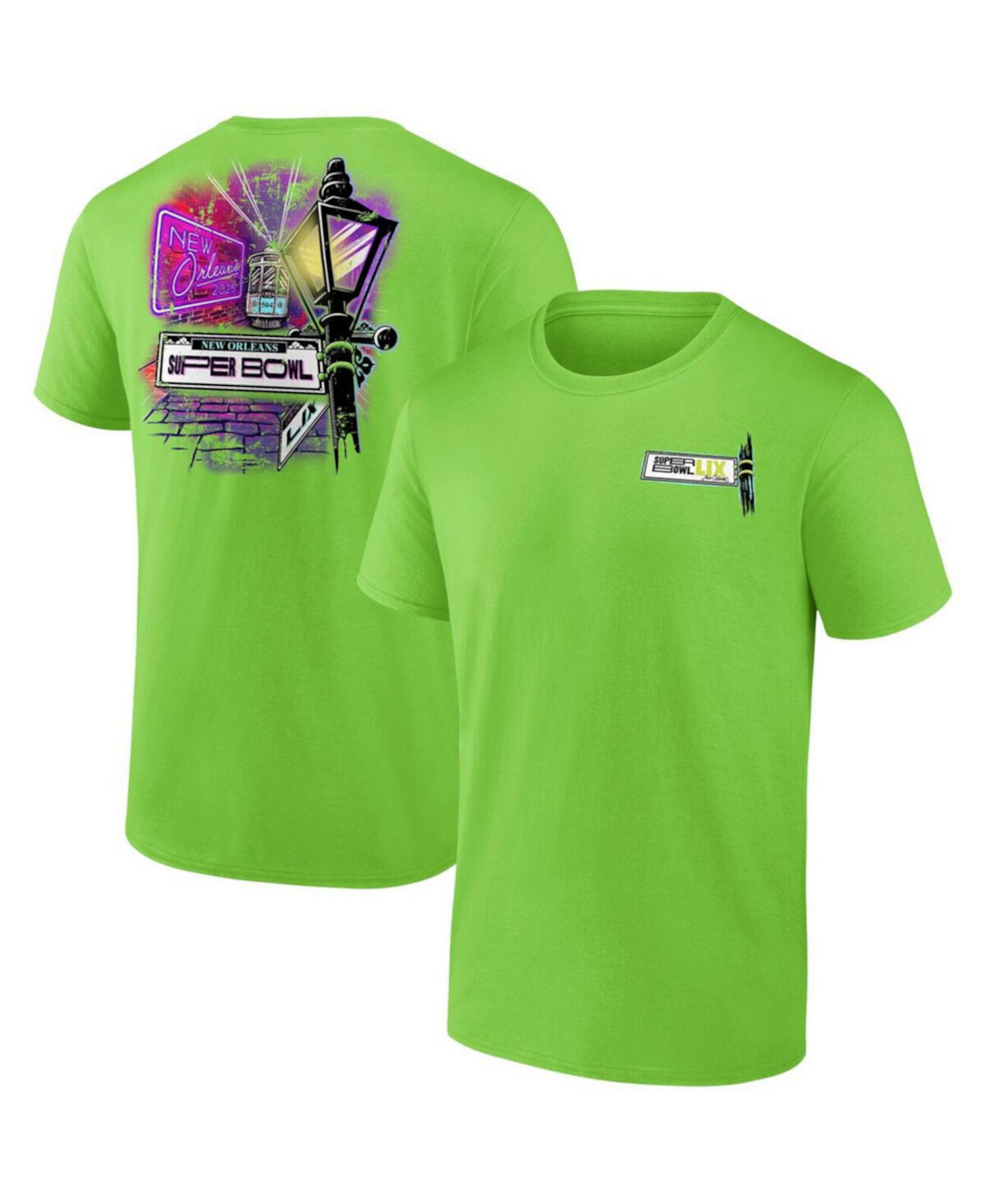 Men's Neon Green Super Bowl LIX Famous Sign T-Shirt Fanatics