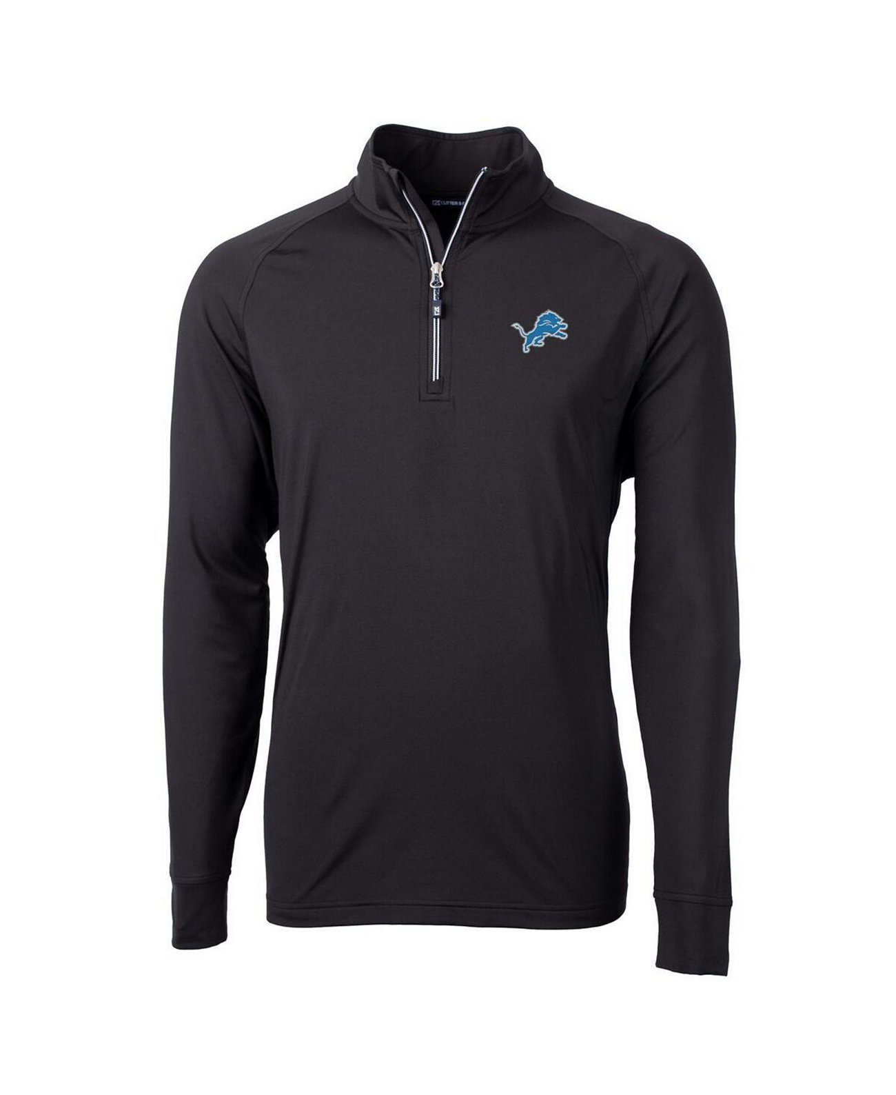 Men's Black Detroit Lions Adapt Eco Knit Quarter-Zip Pullover Jacket Cutter & Buck