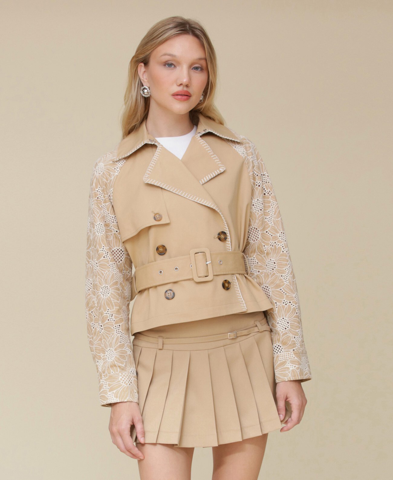 Women's Cropped Combo Trench Jacket Avec Les Filles