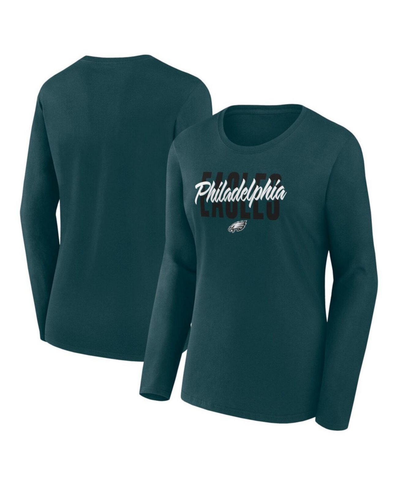 Women's Midnight Green Philadelphia Eagles Grip Long Sleeve T-Shirt Logo Athletic