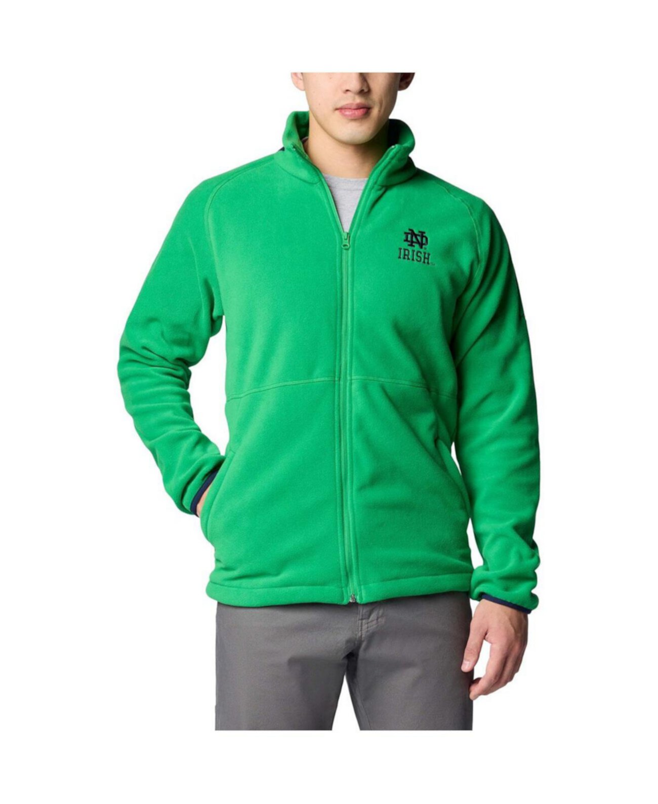 Men's Green Notre Dame Fighting Irish Flanker IV Fleece Raglan Full-Zip Jacket Columbia