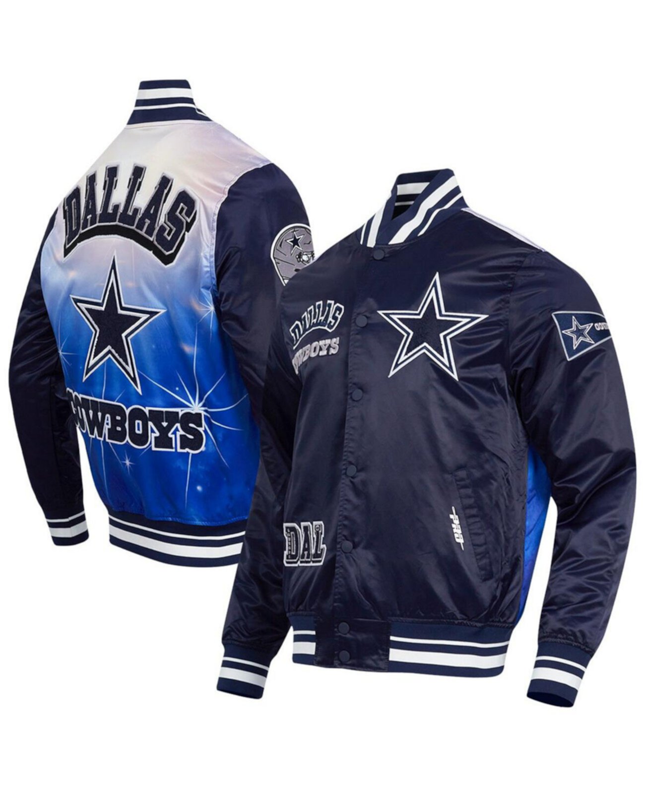 Men's Navy Dallas Cowboys Sublimated Satin Full-Snap Jacket Pro Standard