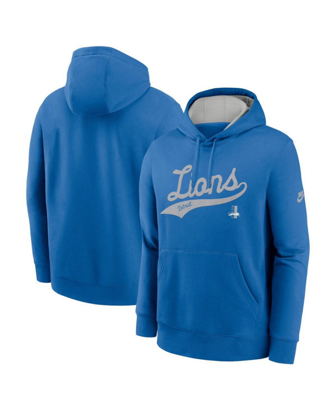 Men's Blue Detroit Lions Rewind Club Logo Pullover Hoodie Nike