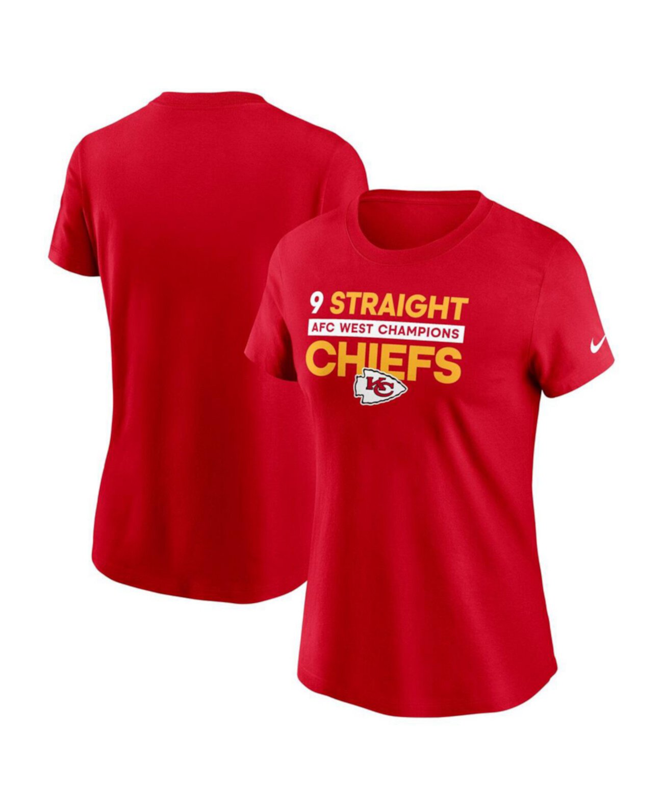 Women's Red Kansas City Chiefs Nine-Straight AFC West Division Champions T-Shirt Nike