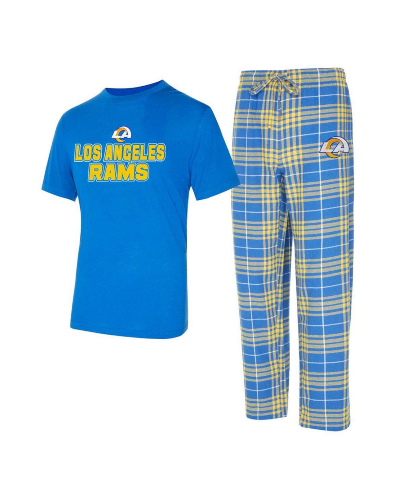 Men's Royal/Gold Los Angeles Rams Vector T-Shirt Flannel Pants Sleep Set Concepts Sport