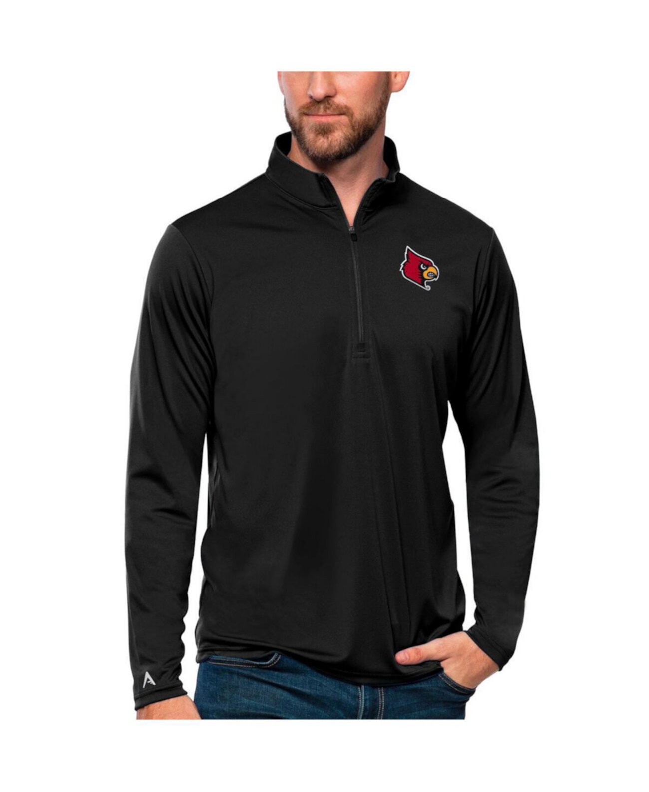 Men's Black Louisville Cardinals Tribute Quarter-Zip Top Antigua