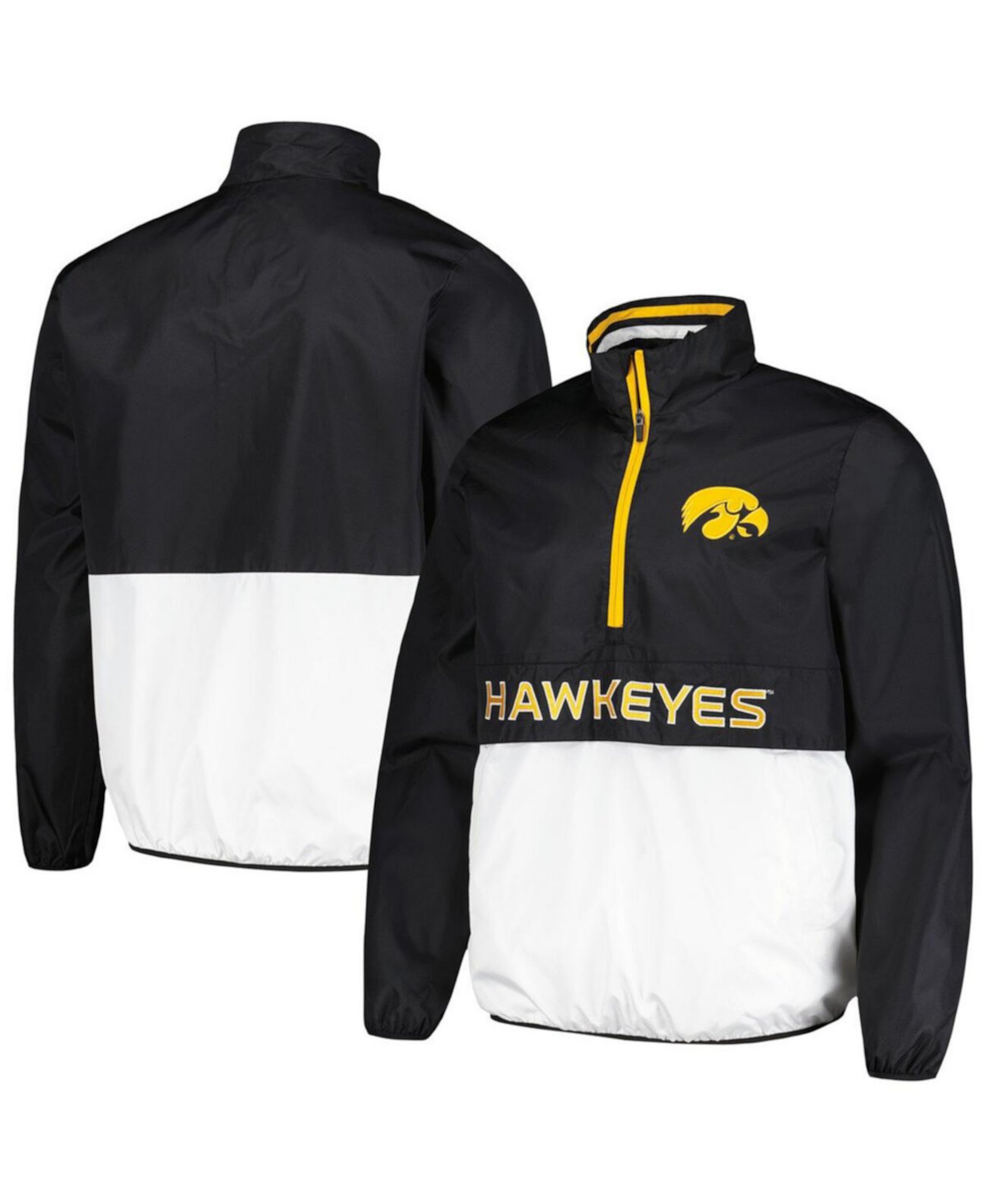 Men's Black Iowa Hawkeyes Cornerman Half-Zip Top G-III Sports