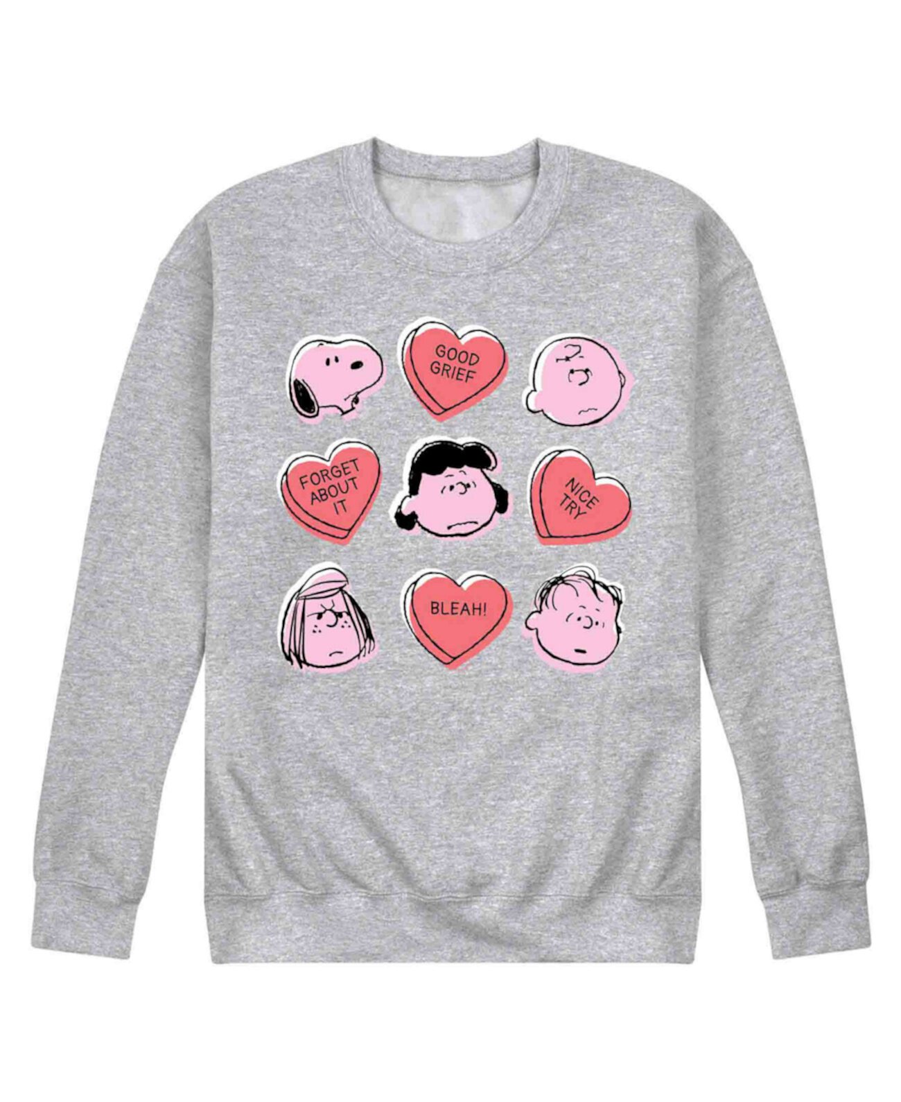 Men's Peanuts Candy Hearts Long Sleeve Fleece T-Shirt Airwaves