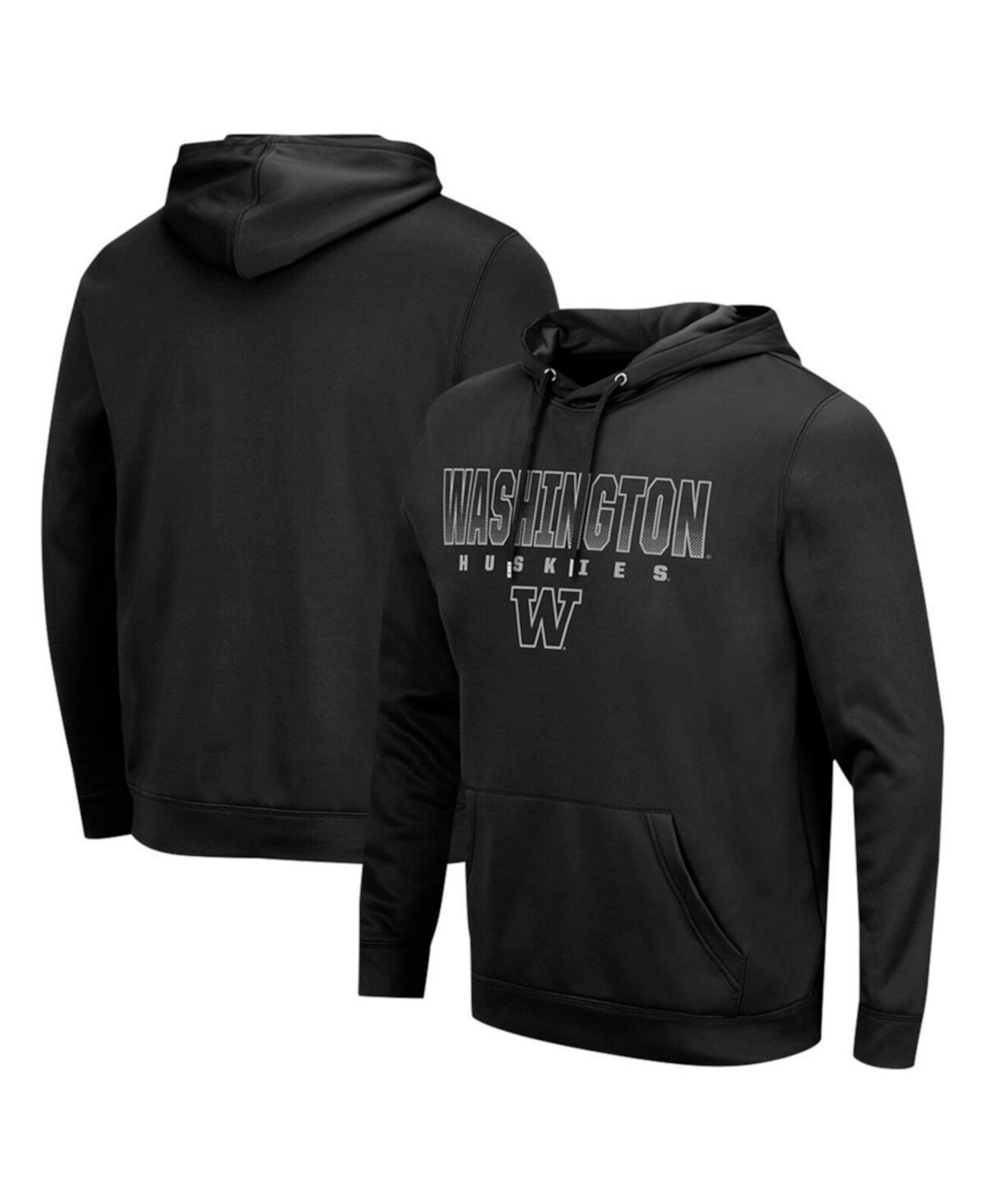 Men's Black Washington Huskies Blackout 3.0 Pullover Hoodie Colosseum