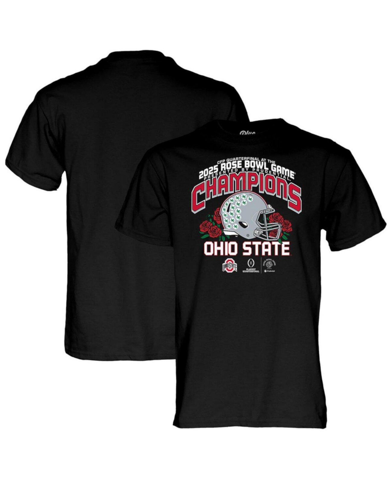 Мужская черная футболка Ohio State Buckeyes, чемпионы Rose Bowl 2025, 100% хлопок Blue 84