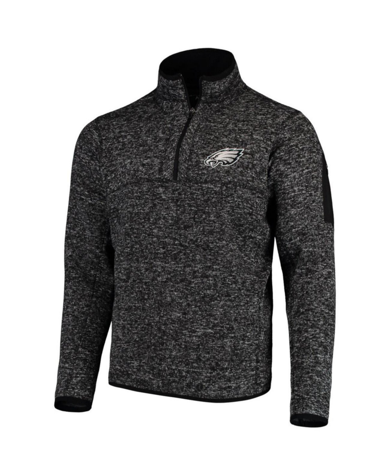 Men's Heather Black Philadelphia Eagles Fortune Quarter-Zip Pullover Jacket Antigua