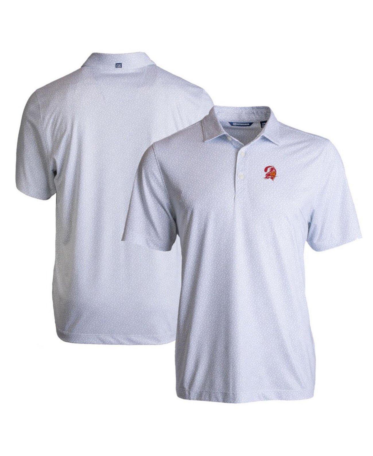 Men's White Tampa Bay Buccaneers Throwback Pike Eco Pebble Print Stretch Polo Cutter & Buck