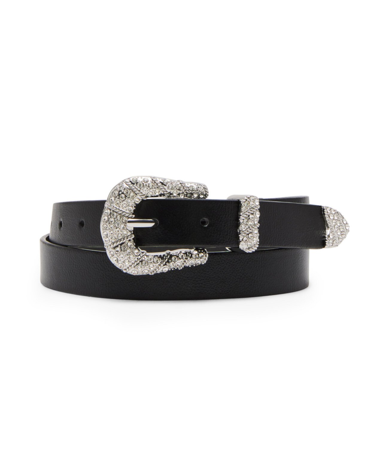 Embellished Textured Faux-Leather Belt Steve Madden