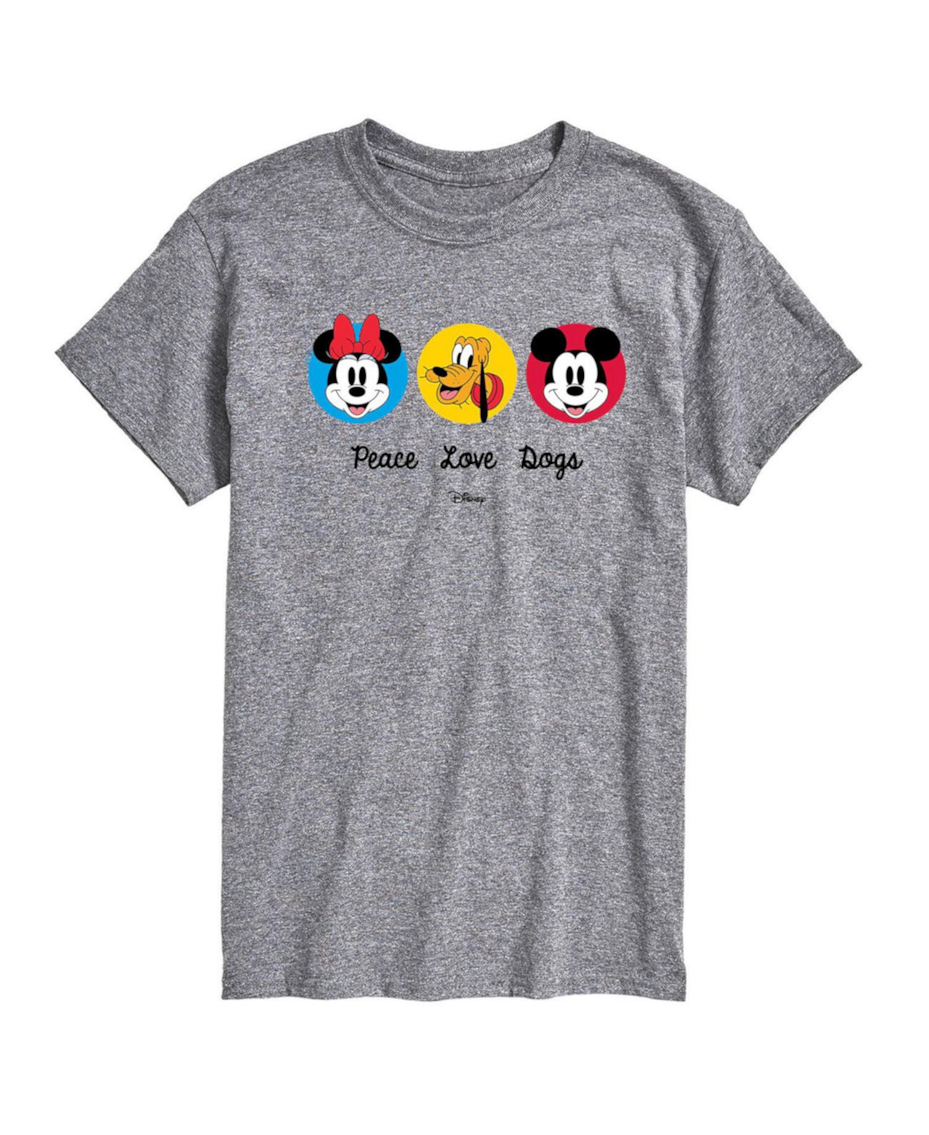 Men's Disney Mickey Peace Love Dogs Short Sleeve Tee Airwaves