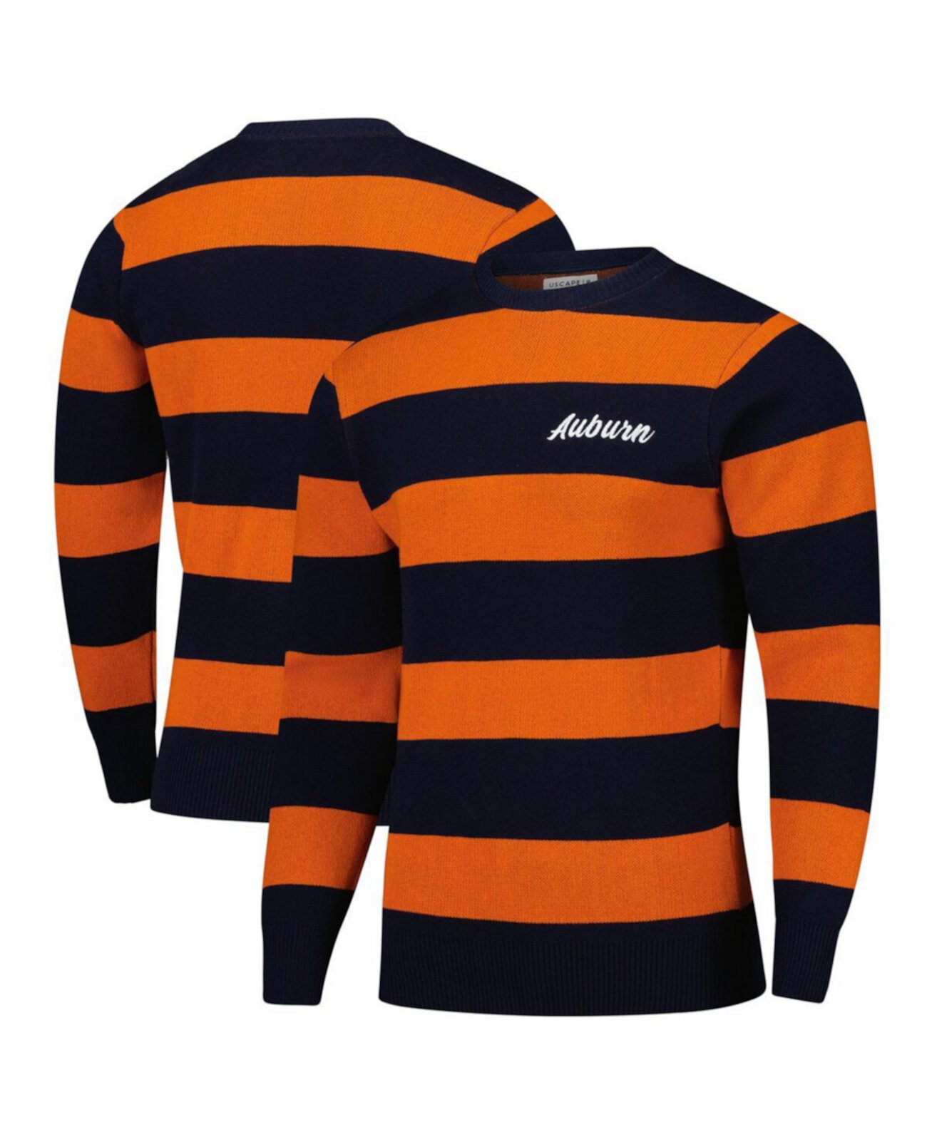 Men's and Women's Navy/Orange Auburn Tigers Renew Knit Vintage Pullover Sweater Uscape Apparel