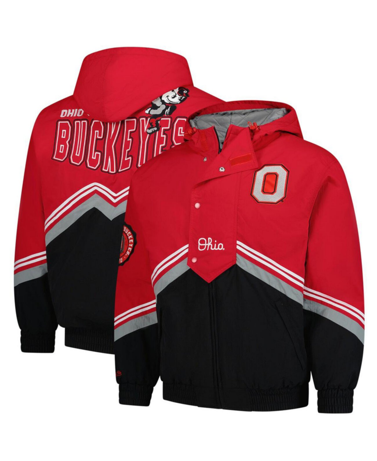 Men's Scarlet/Black Ohio State Buckeyes Throw It Back Retro Full-Zip Windbreaker Jacket Mitchell & Ness