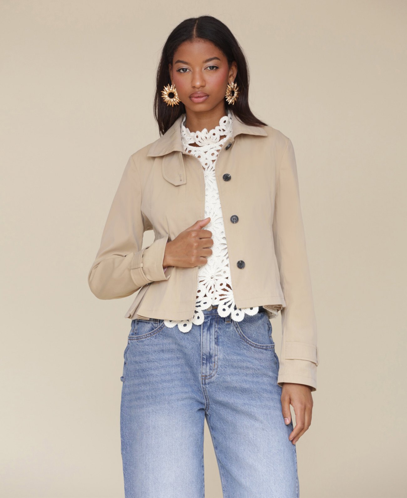 Women's Peplum Cropped Trench Coat Avec Les Filles