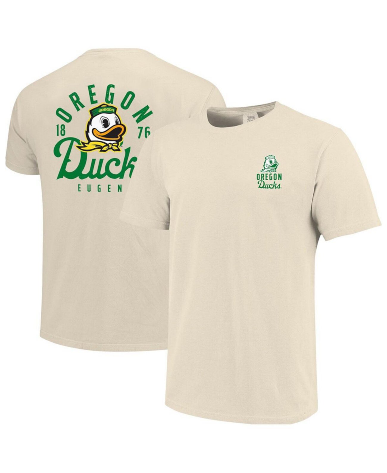 Men's Cream Oregon Ducks Comfort Colors Mascot Overlay T-Shirt Image One