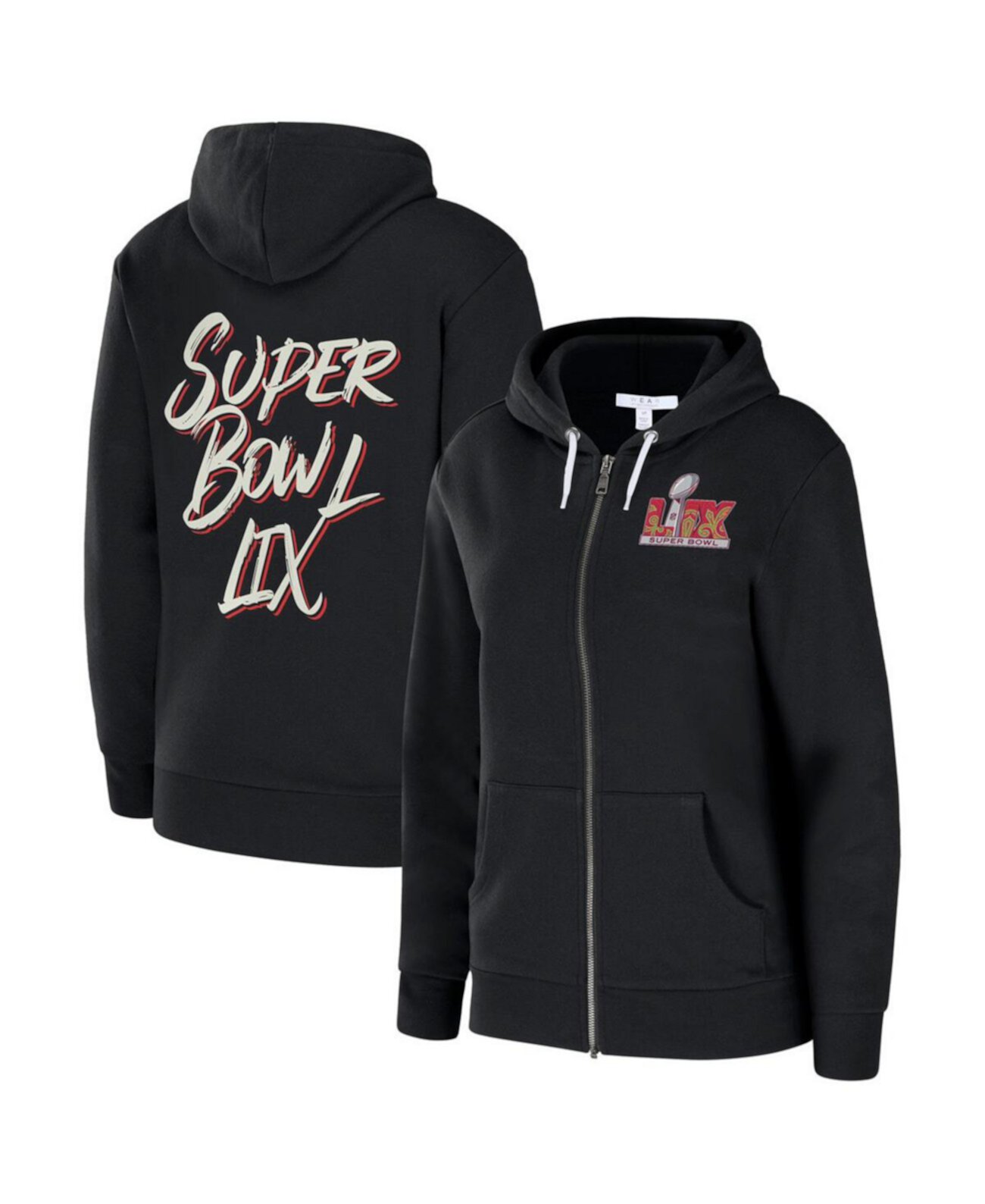 WEAR by Erin Andrew Women's Black Super Bowl LIX Fleece Full-Zip Hoodie WEAR by Erin Andrews