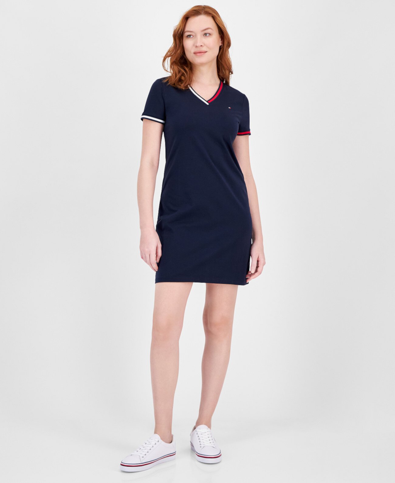 Women's V-Neck Short-Sleeve Logo T-Shirt Dress Tommy Hilfiger