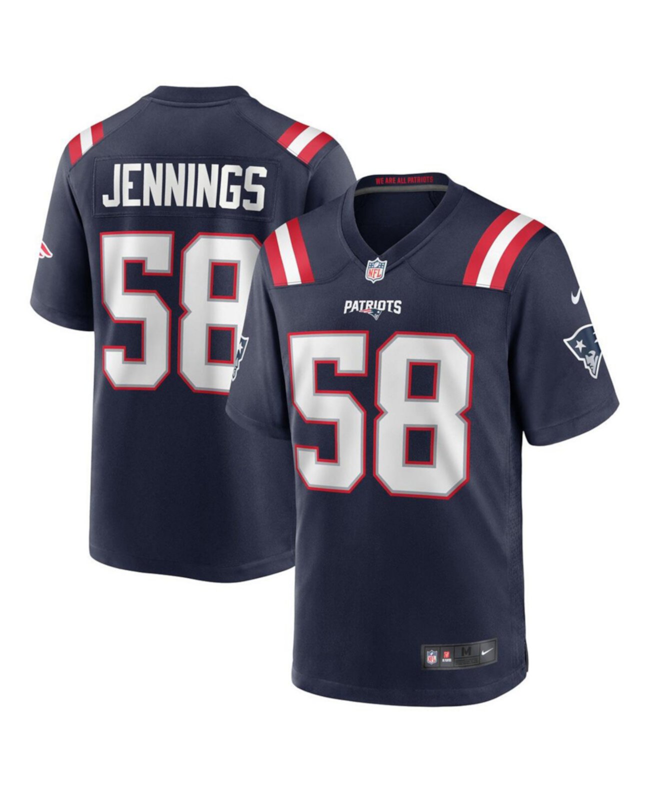 Men's Anfernee Jennings Navy New England Patriots Team Game Jersey Nike