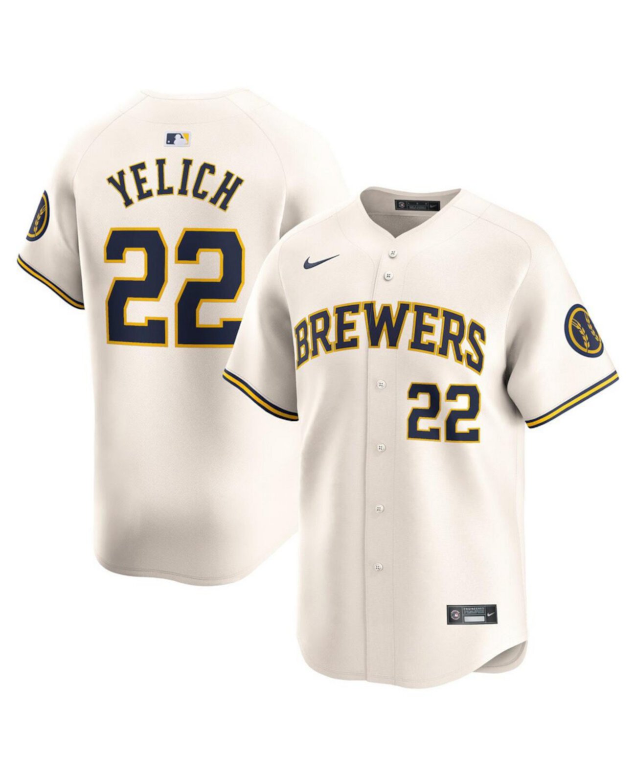 Men's Christian Yelich Cream Milwaukee Brewers Home Limited Player Jersey Nike