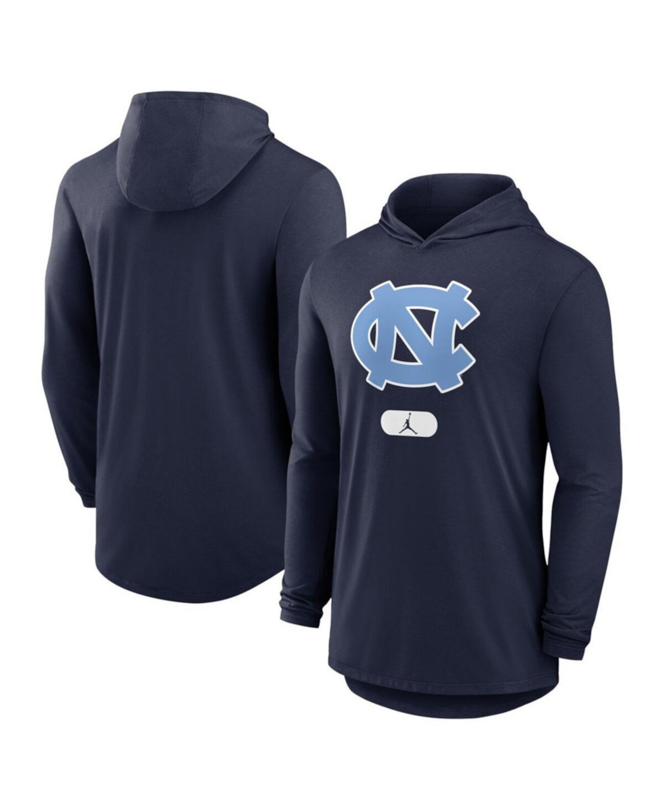 Men's Navy North Carolina Tar Heels Lightweight Performance Long Sleeve Hoodie T-Shirt Jordan