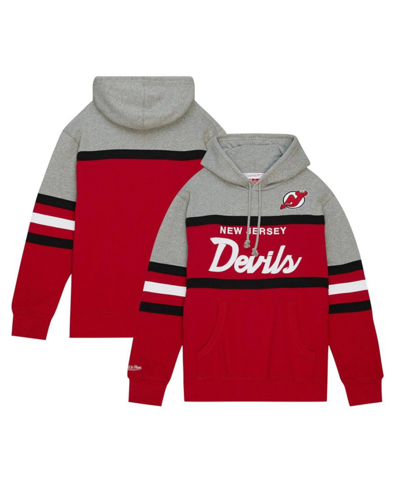 Men's Red, Gray New Jersey Devils Head Coach Pullover Hoodie Mitchell & Ness