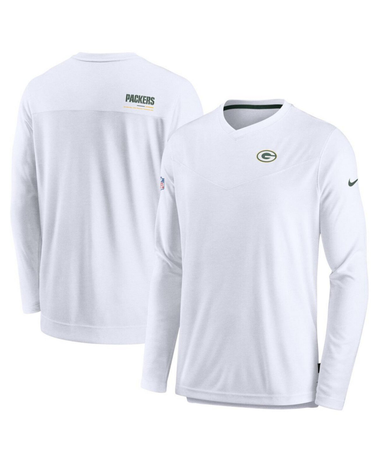 Men's White Green Bay Packers UV Coach Long Sleeve Top Nike