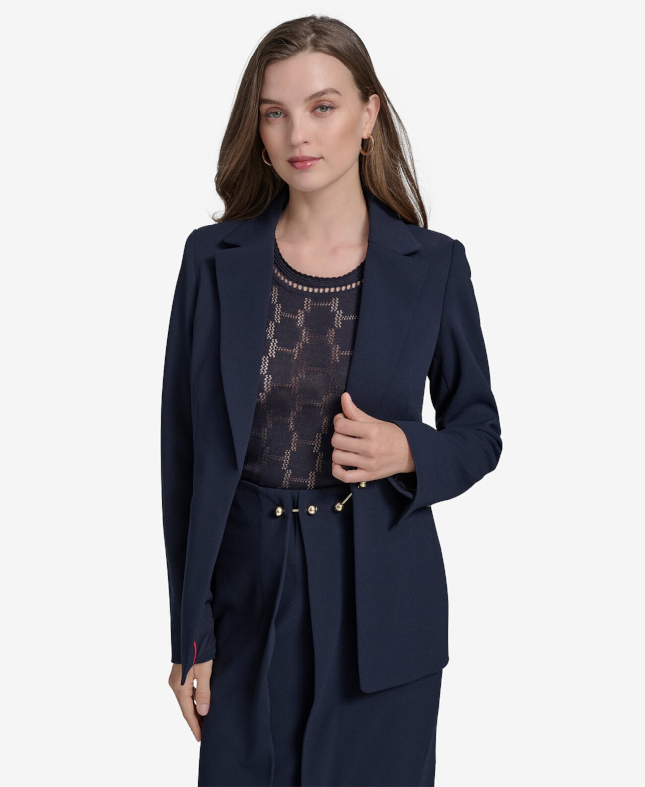 Women's Scuba-Crepe Barbell Peak-Lapel Blazer Halston