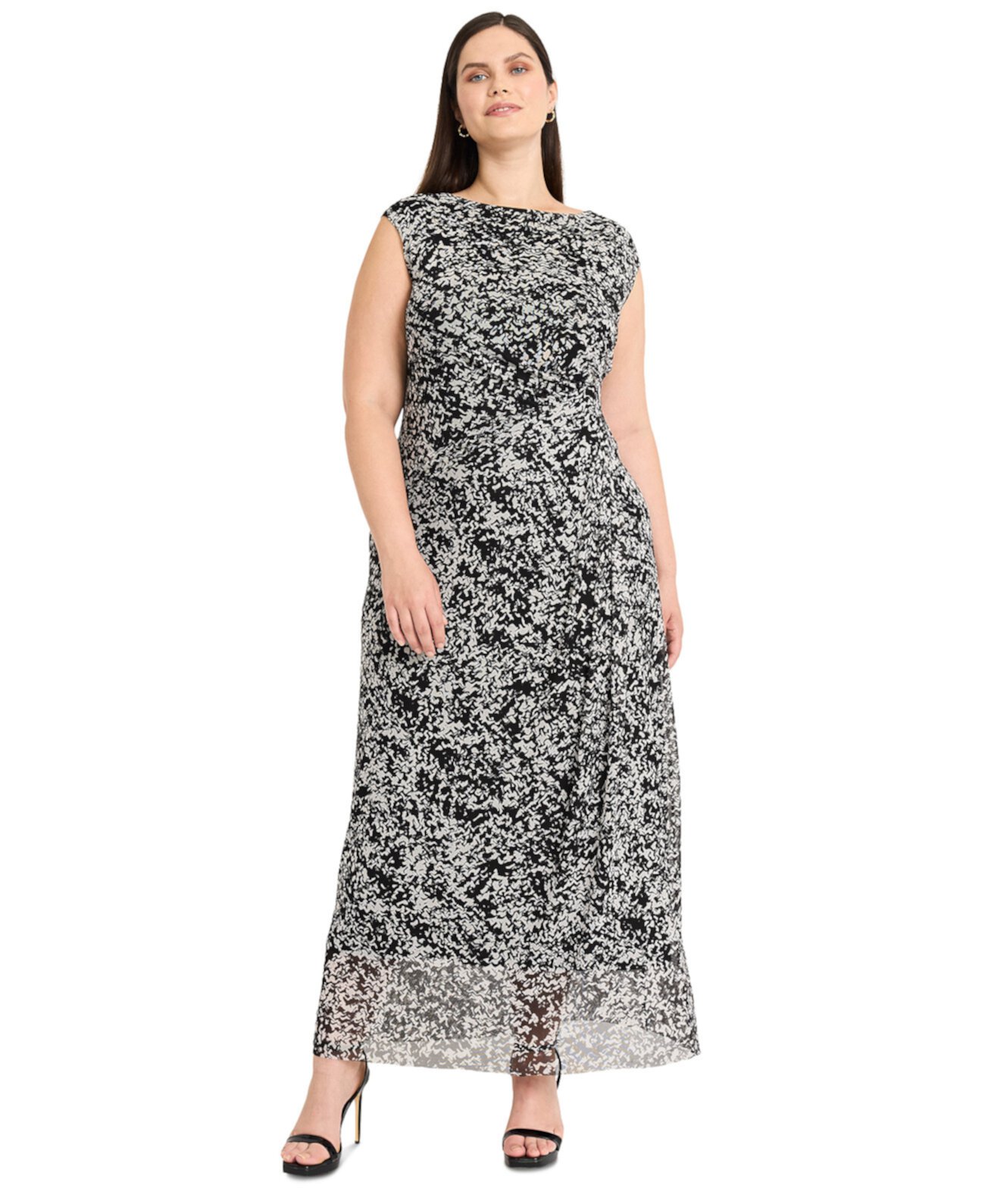 Plus Size Abstract-Print Side-Draped Dress Maggy London