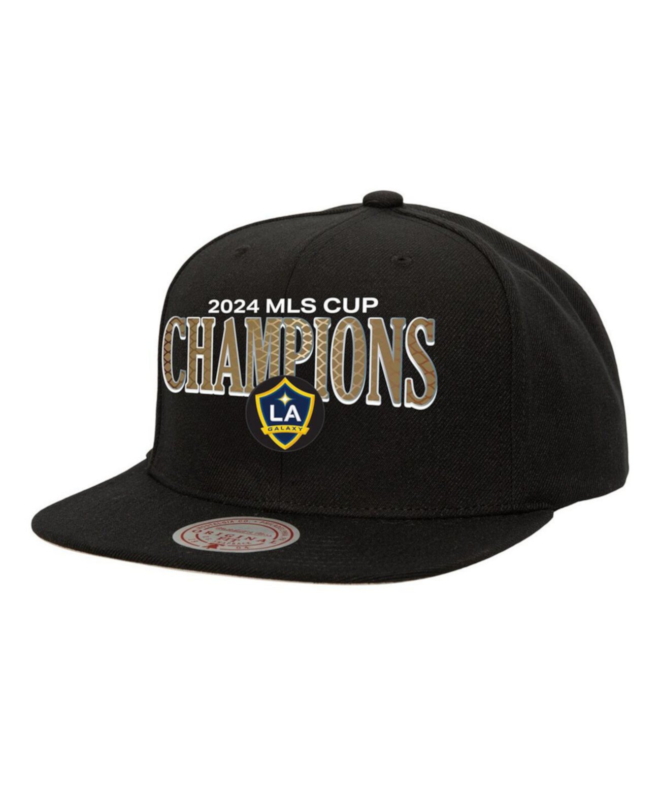 Чёрная кепка Snapback LA Galaxy с вышивкой - Чемпионы Кубка MLS 2024, универсальный размер Mitchell & Ness