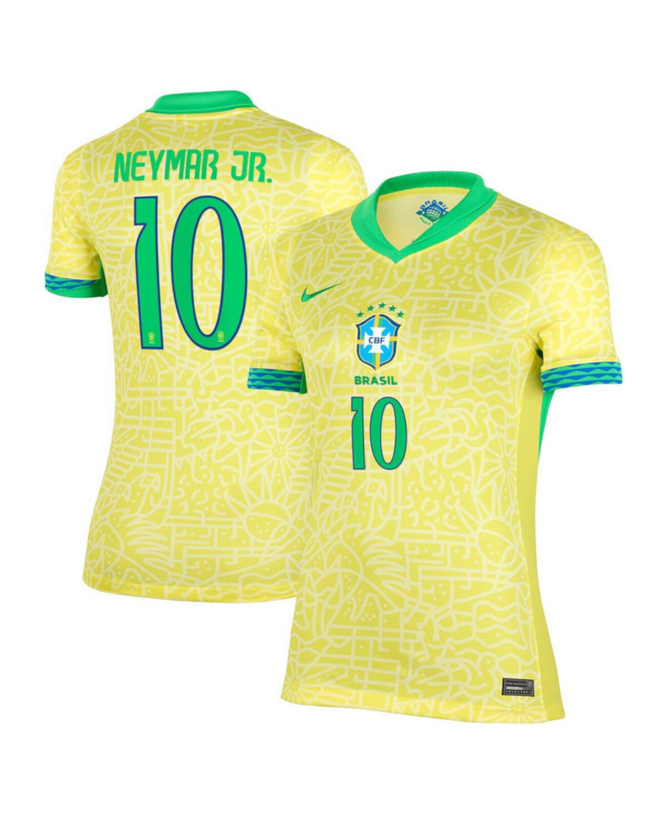 Women's Neymar Jr. Yellow Brazil National Team 2024 Home Stadium Replica Player Jersey Nike