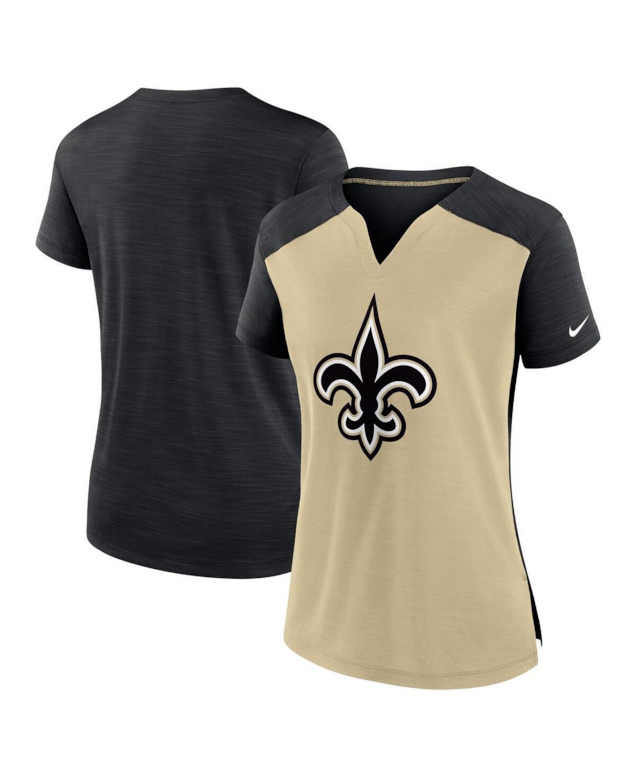 Women's Gold/Black New Orleans Saints Impact Exceed Performance Notch Neck T-Shirt Nike