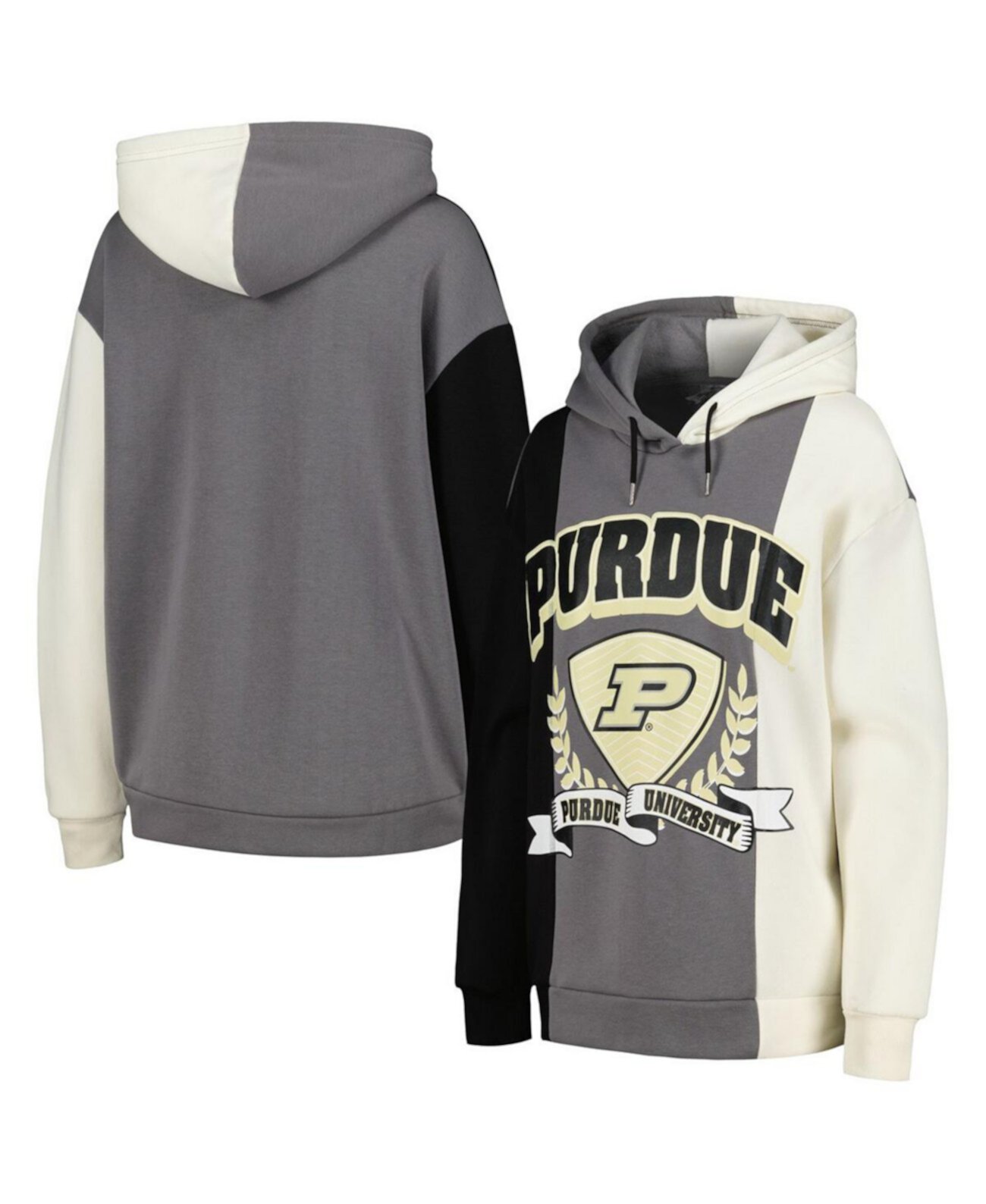 Women's Black Purdue Boilermakers Hall of Fame Colorblock Pullover Hoodie Gameday Couture