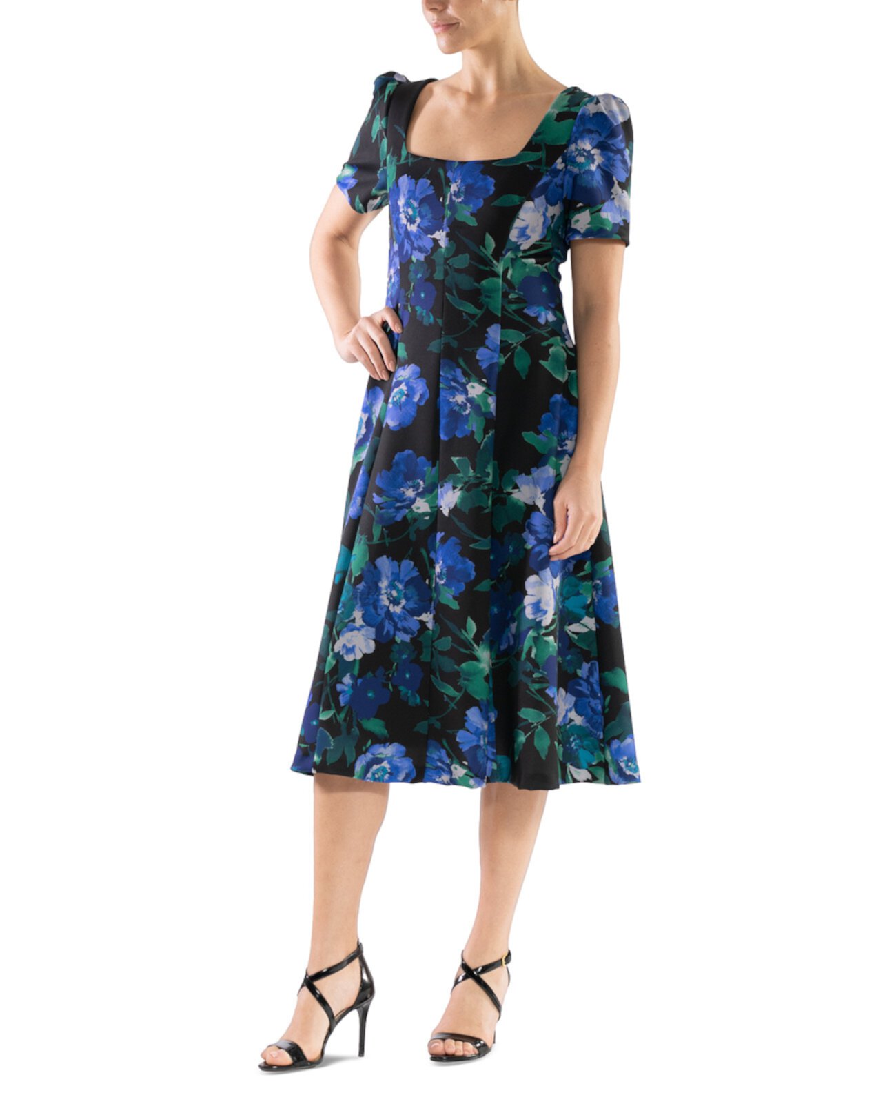 Donna Rico Women's Printed Square-Neck Midi Dress Donna Ricco