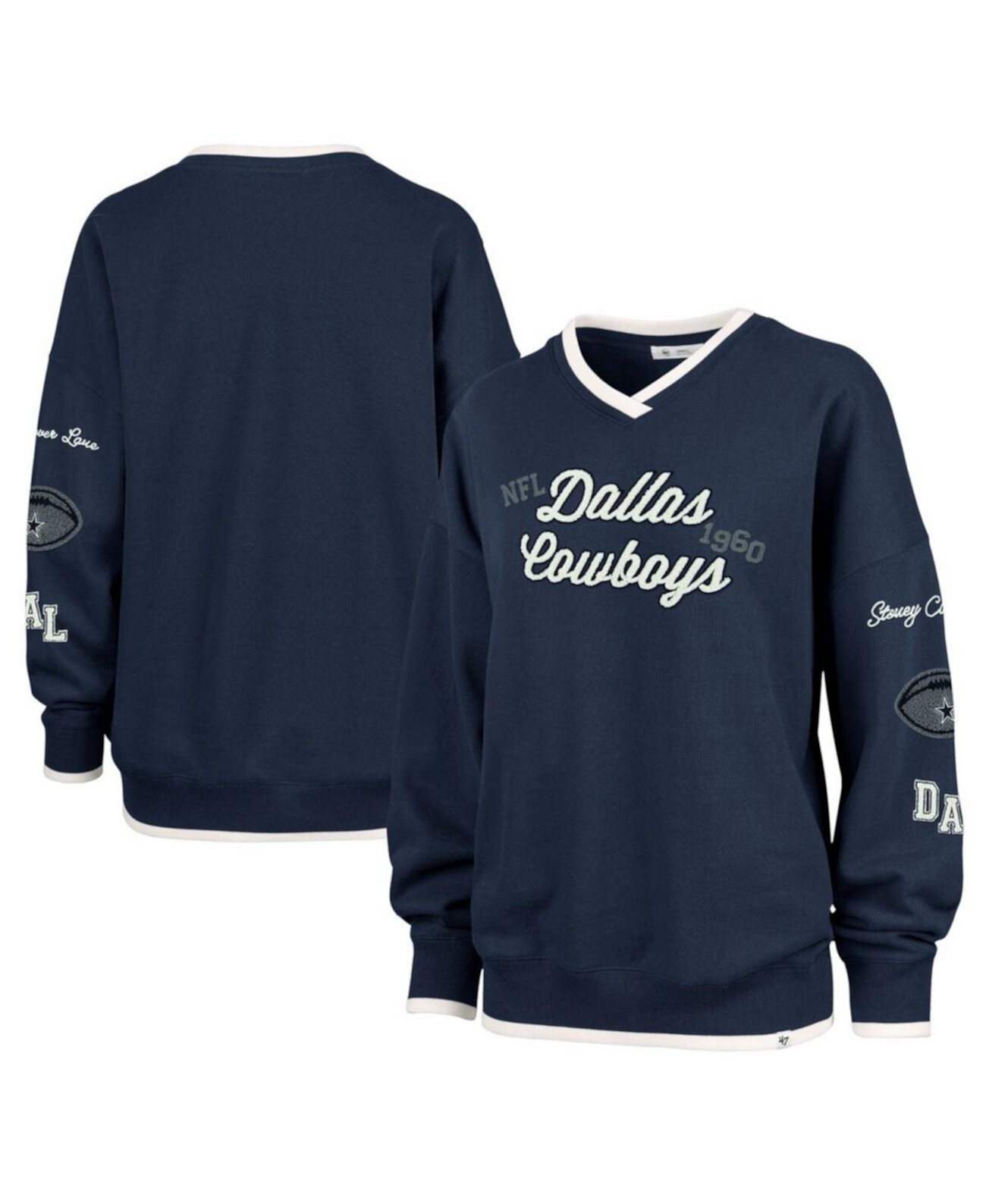 x Stoney Clover Lane Women's Navy Dallas Cowboys Eighties Pullover Sweatshirt '47 Brand