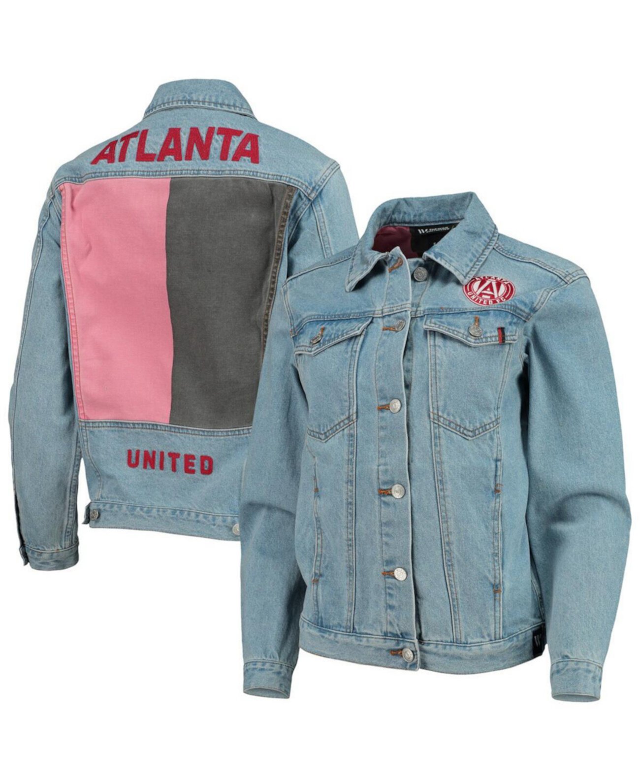 Women's Blue Atlanta United FC Print Denim Button-Up Jacket The Wild Collective