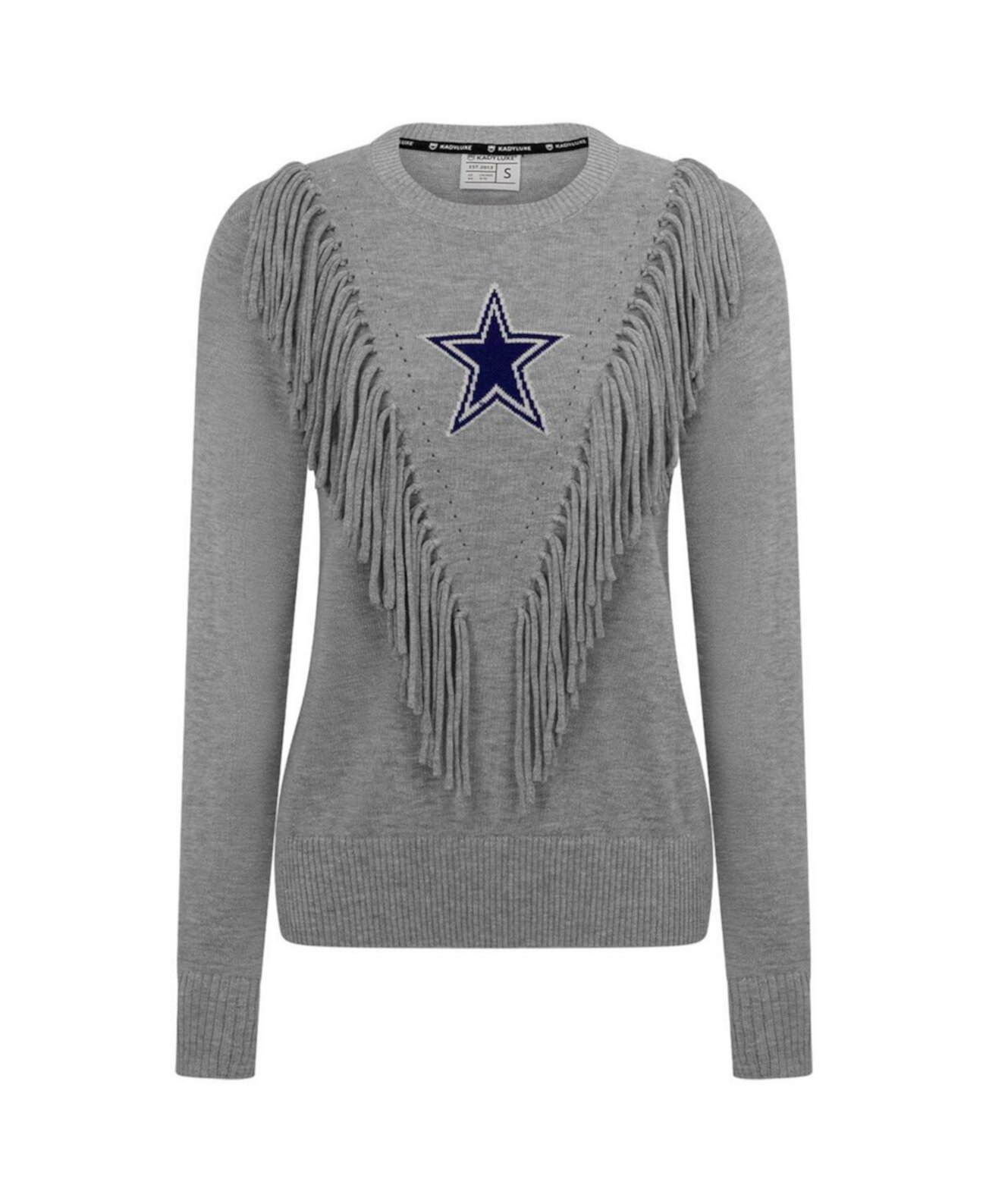 Women's Silver Dallas Cowboys Fringe Sparkle Pullover Sweater Kadyluxe