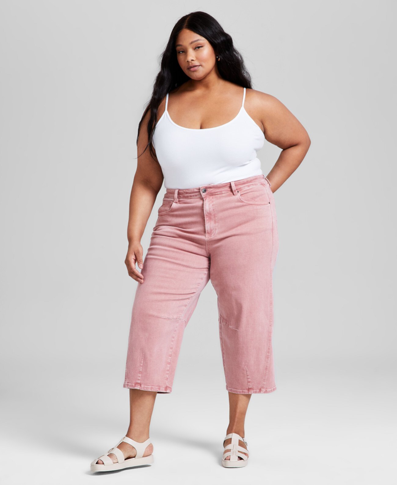 Trendy Plus Size Barrel-Leg Cropped Pants, Exclusively at Macy's And Now This