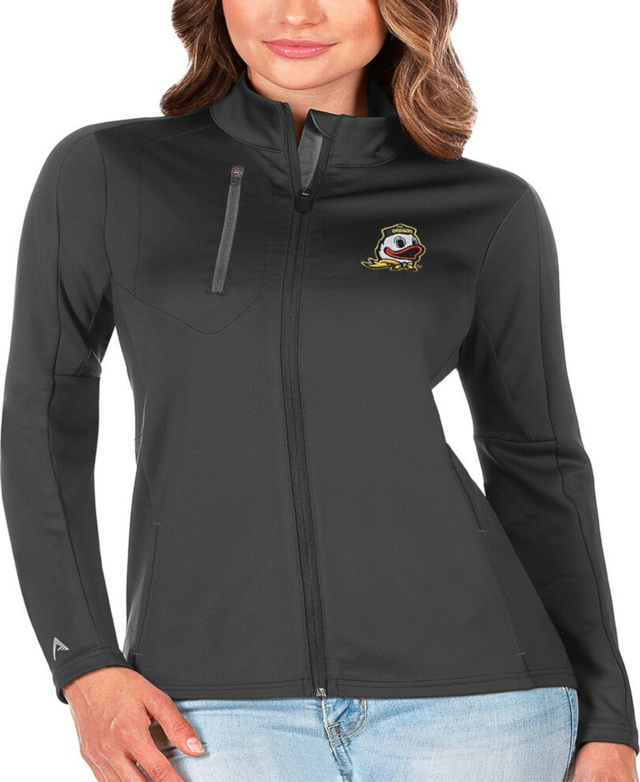 Women's Graphite/Silver Oregon Ducks Generation Full-Zip Jacket Antigua