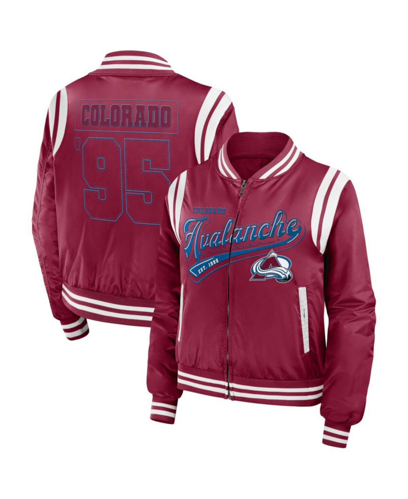 Women's Garnet Colorado Avalanche Baller Full-Zip Bomber Jacket WEAR by Erin Andrews