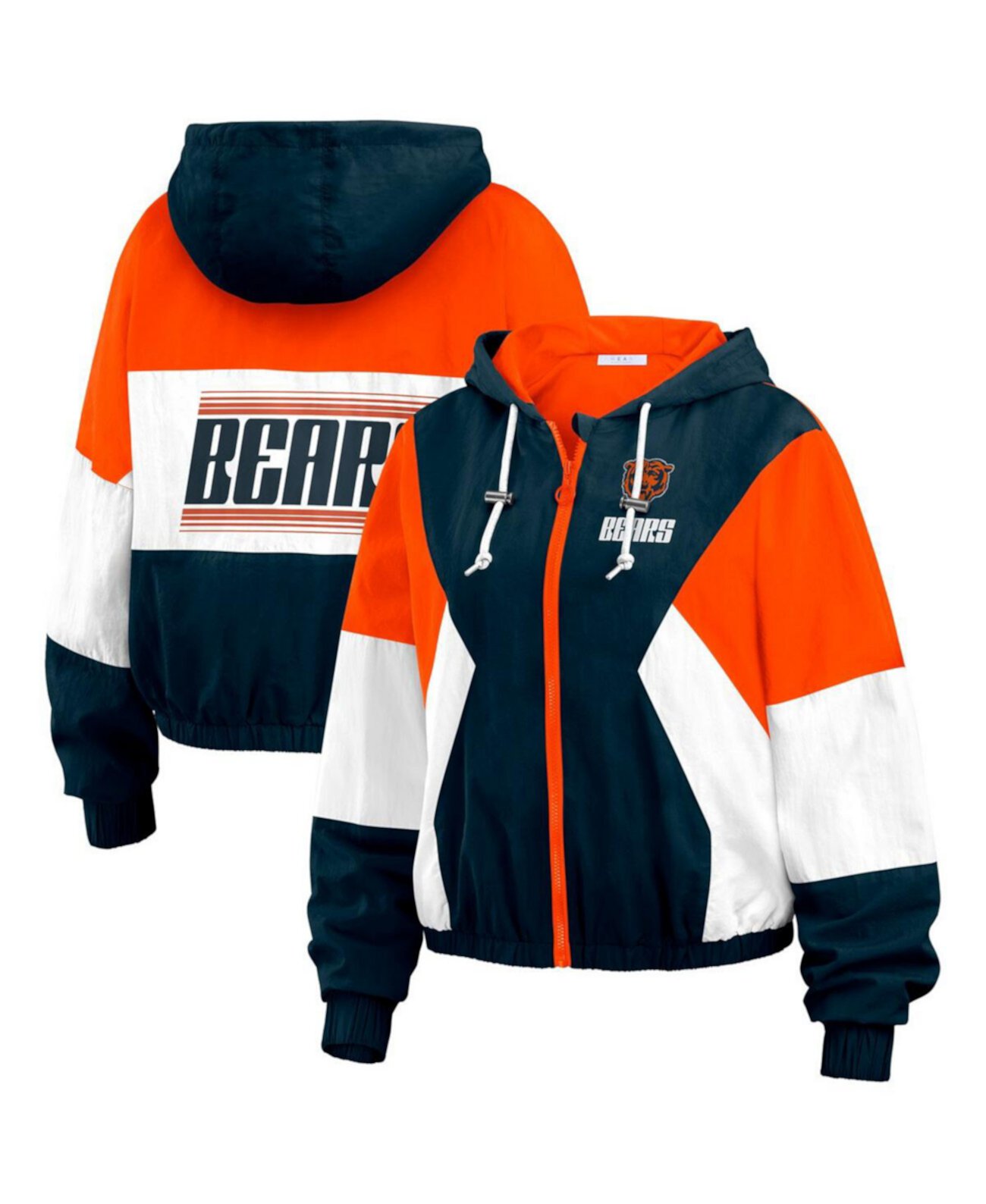 Women's Navy Chicago Bears Color Block Full-zip Windbreaker Jacket WEAR by Erin Andrews