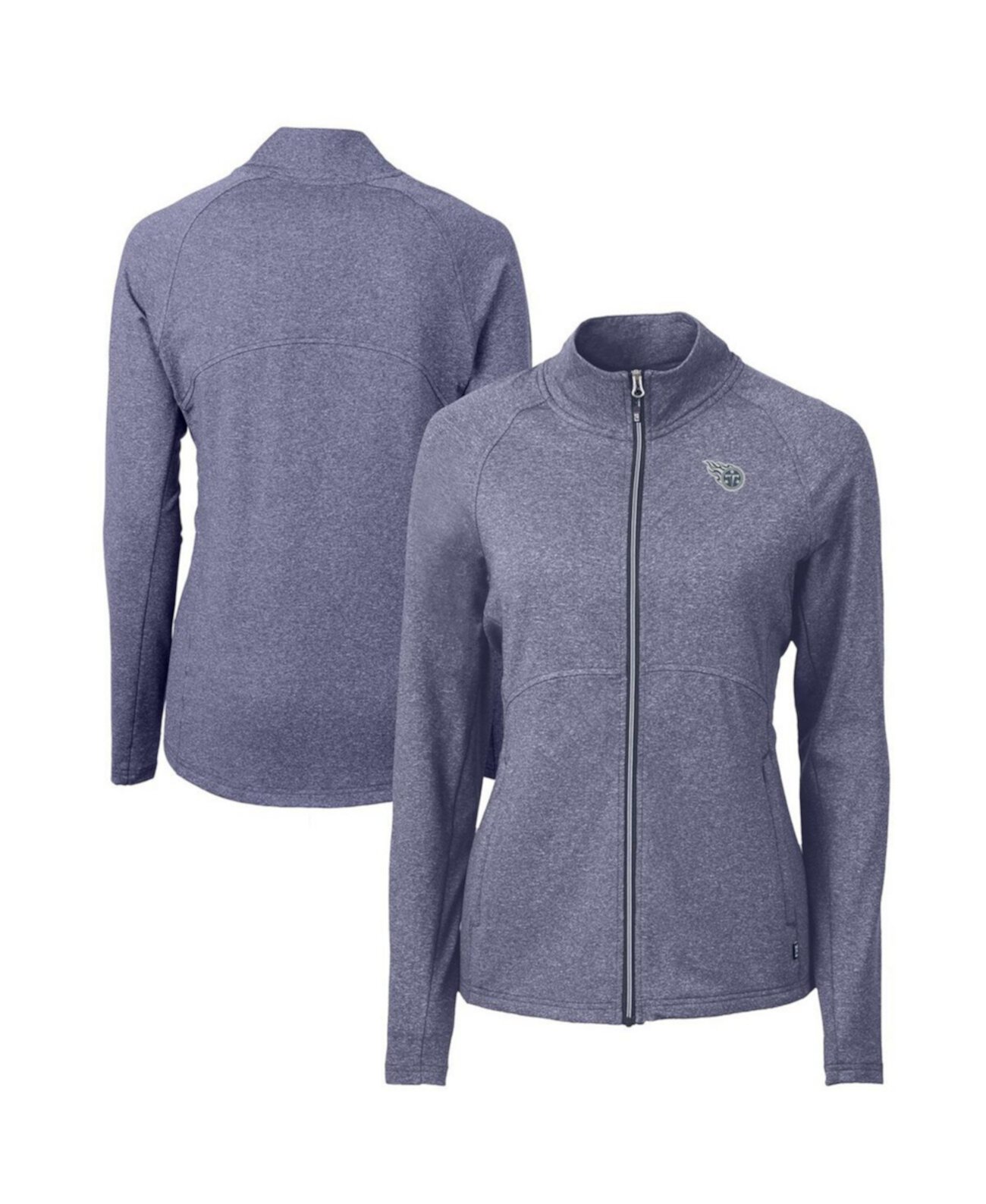 Women's Heather Navy Tennessee Titans Adapt Eco Knit Raglan Full-Zip Jacket Cutter & Buck