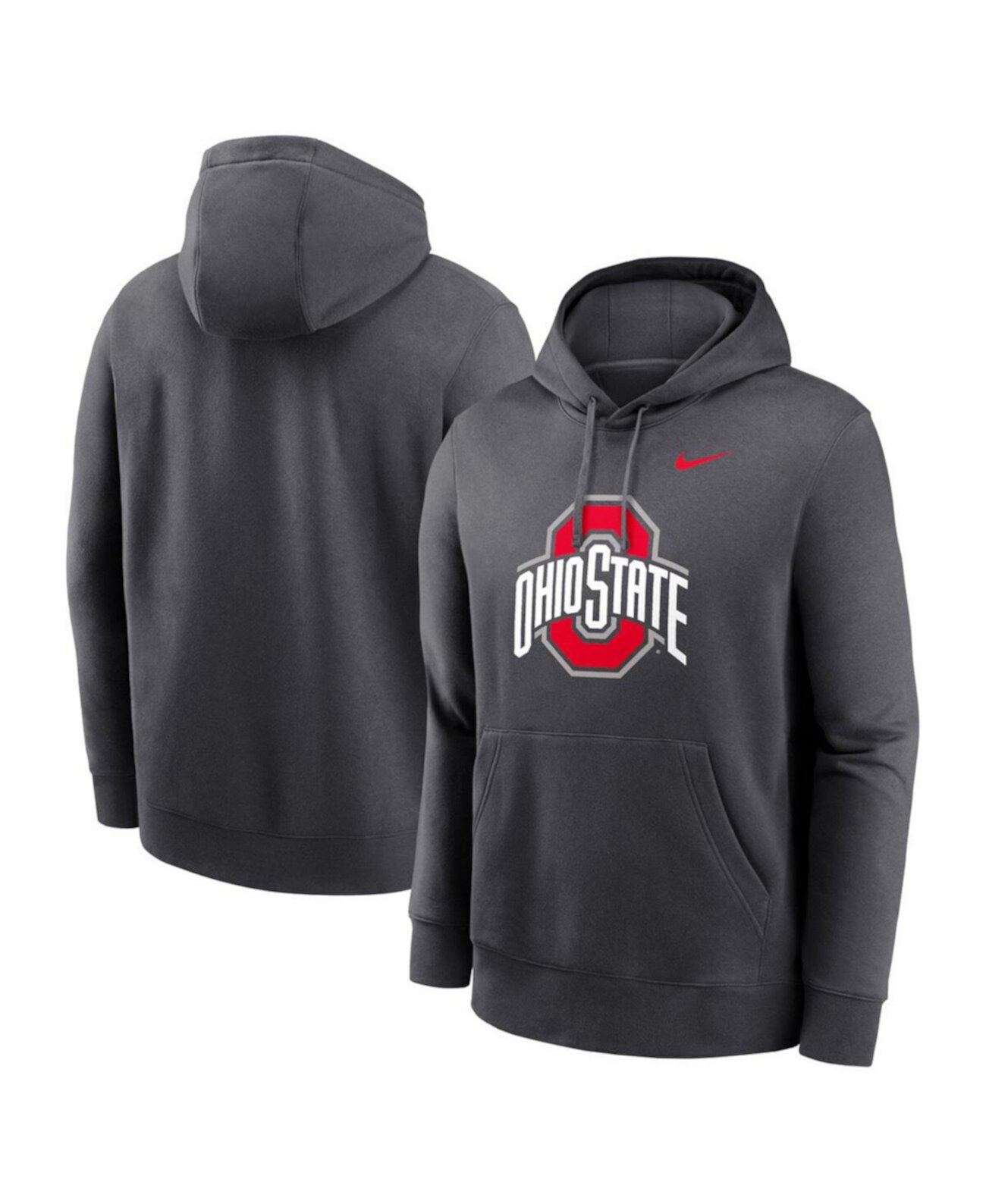 Men's Anthracite Ohio State Buckeyes Primetime Evergreen Club Fleece Pullover Hoodie Nike